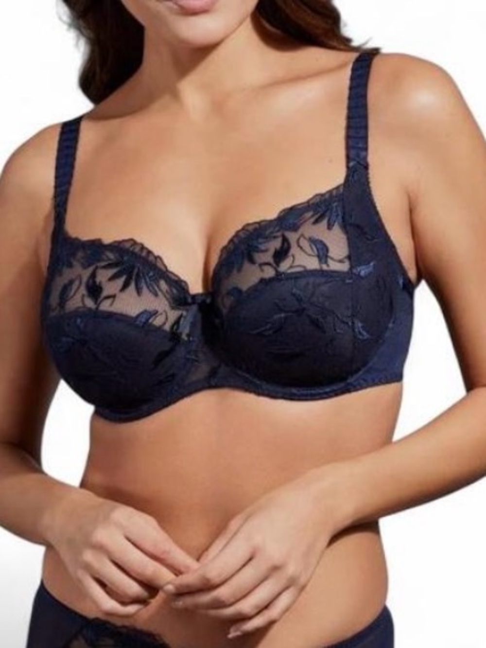 Empreinte Anouk navy intense luxury full cup bra 34 C blue underwire lingerie